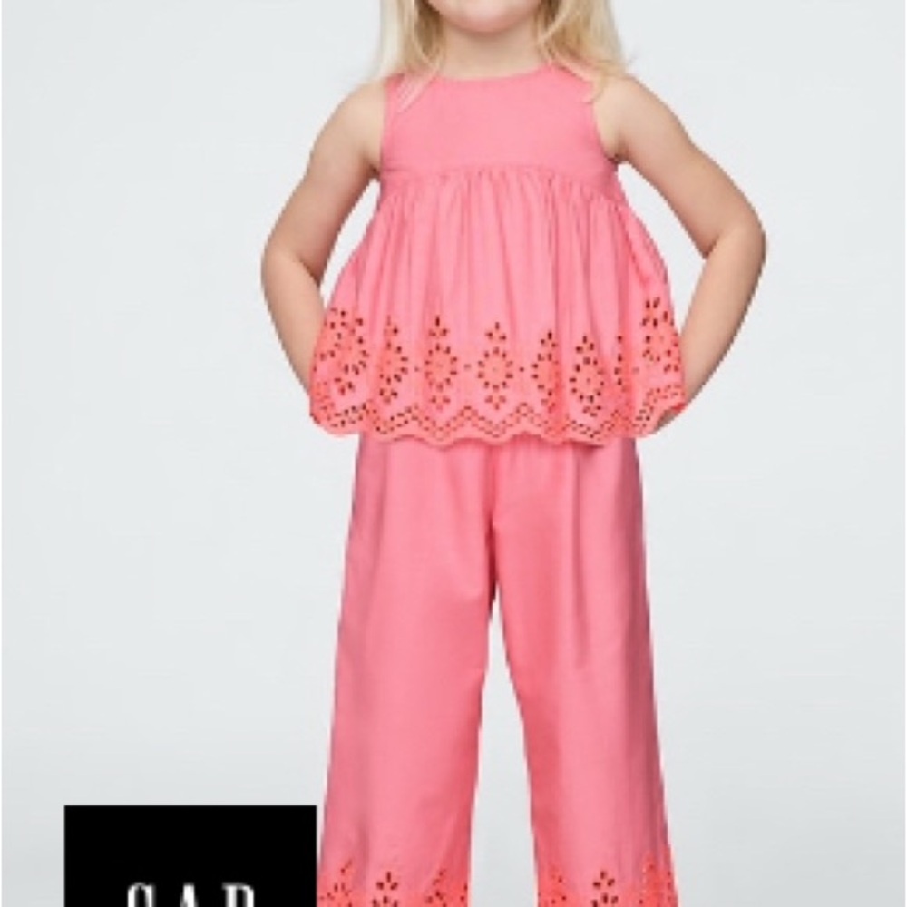 GAP Pink and Orange poplin Embroidered Two-Piece Set - Picture 2 of 2